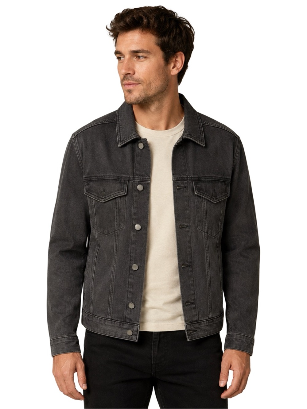 NWT Jason Wu Men’s Denim Trucker Jacket Cinder Gray Size Medium